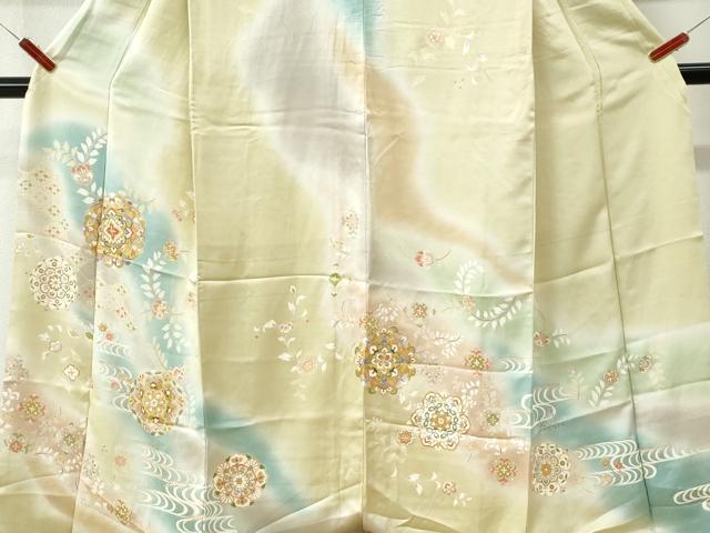 平和屋着物●訪問着 流水更紗花唐草文 暈し染め 金彩 正絹 逸品 CABM4101yc