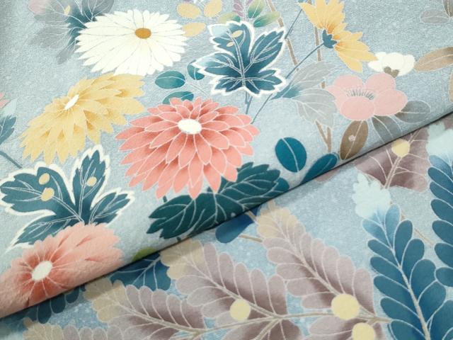平和屋着物●訪問着 友禅 孔雀菊花文 暈し染め 正絹 逸品 未使用 CABM4104yc