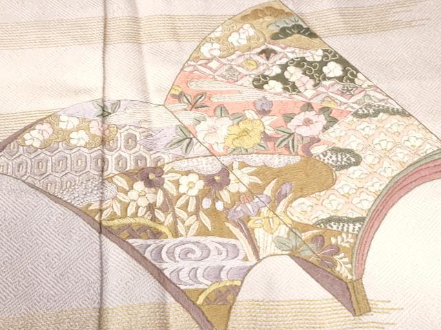 平和屋着物●訪問着 総刺繍 冊子吉祥草花文 暈し染め 金彩 正絹 逸品 CABM4107yc