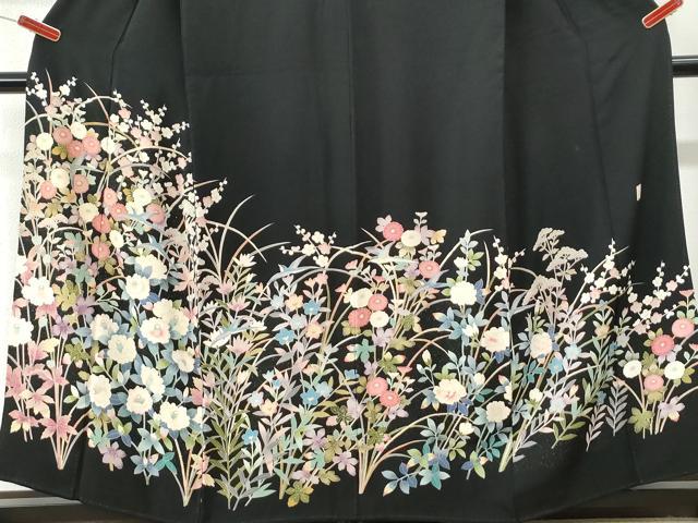 平和屋着物●豪華黒留袖 友禅 作家物 花鳥文 正絹 逸品 CABM4117yc