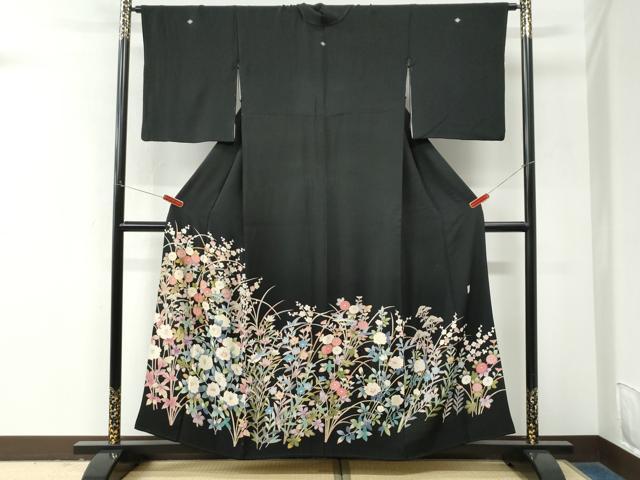 平和屋着物●豪華黒留袖 友禅 作家物 花鳥文 正絹 逸品 CABM4117yc