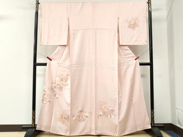 平和屋着物●訪問着 刺繍 色紙重ね吉祥枝花文 伊勢丹扱い 正絹 逸品 CABM4120yc