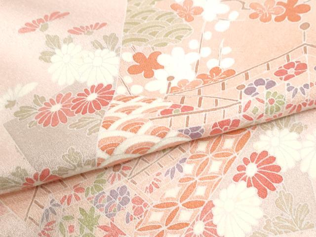 平和屋着物●訪問着 刺繍 色紙重ね吉祥枝花文 伊勢丹扱い 正絹 逸品 CABM4120yc