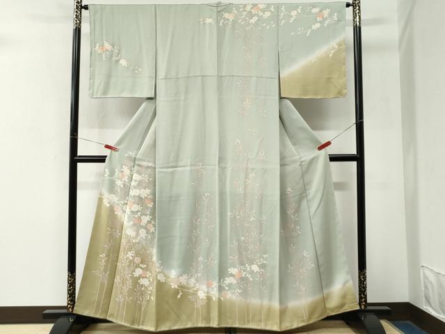 平和屋着物●訪問着 枝菊文 暈し染め 金彩 正絹 逸品 未使用 CABM4123yc
