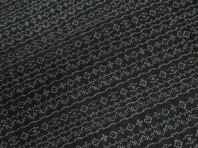 平和屋着物●上質な小紋 印傳 吉祥文 黒地 正絹 逸品 CABM4124yc