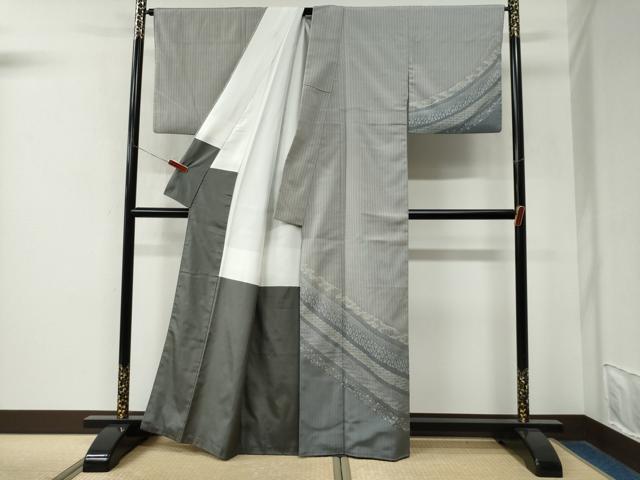 平和屋着物●訪問着 お召地 吉祥花文 正絹 逸品 CABM4125yc