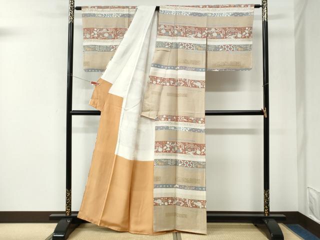 平和屋着物●訪問着 横段飛鶴葵花文 正絹 逸品 未使用 CABM4127yc