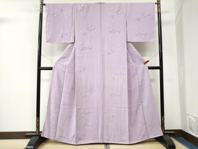 平和屋着物●上質な色無地 雲重ね地紋 浅紫色 正絹 逸品 未使用 CABM4128yc
