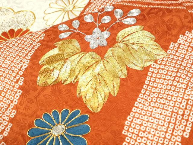 平和屋着物●豪華振袖 駒刺繍 絞り 笹竹桐花文 金彩 正絹 逸品 CABM4147yc
