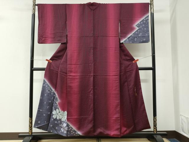平和屋着物●染色作家 斉藤三才 訪問着 舞桜文 暈し染め 正絹 逸品 CABM4159yc
