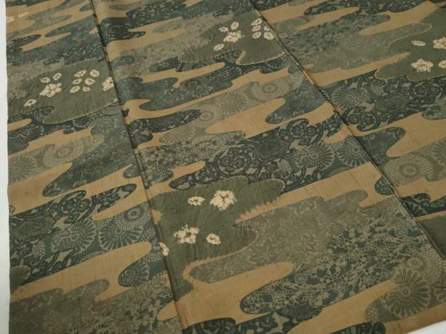平和屋着物●上質な小紋 紬地 絞り 型染め 霞草花文 正絹 逸品 CABM4168yc