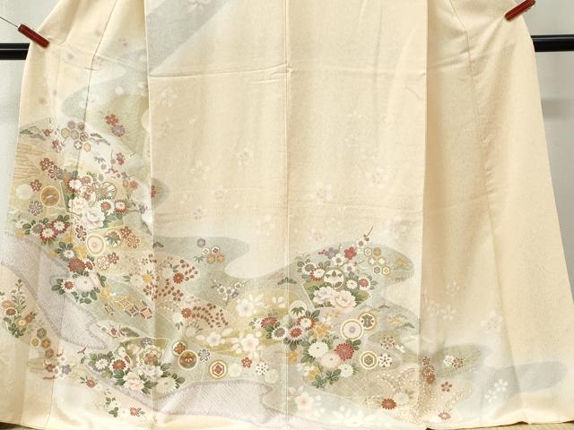 平和屋着物●訪問着 霞吉祥草花文 暈し染め 金彩 ロング丈 正絹 逸品 CABM4171yc