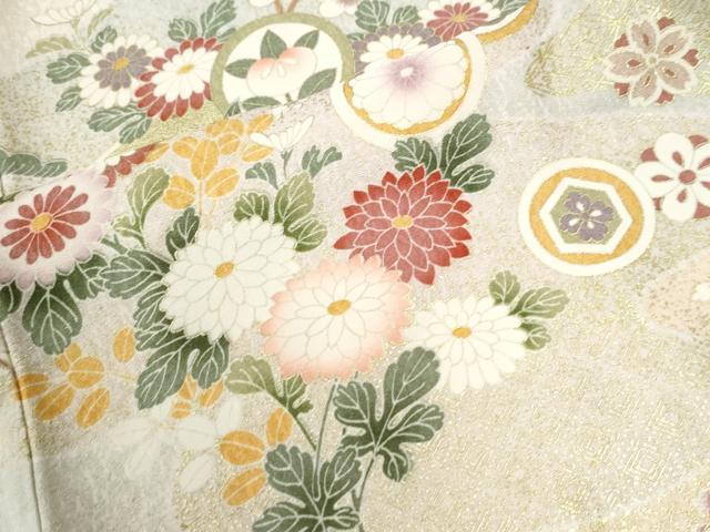 平和屋着物●訪問着 霞吉祥草花文 暈し染め 金彩 ロング丈 正絹 逸品 CABM4171yc