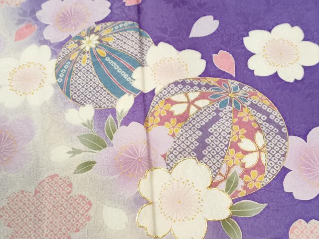 平和屋着物●豪華振袖 駒刺繍 毬舞桜文 暈し染め 金彩 正絹 逸品 CABM4172yc