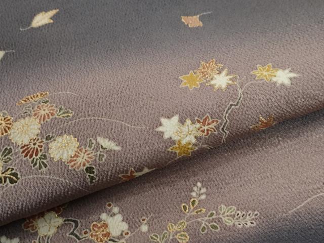 平和屋着物●訪問着 草花文 暈し染め 金彩 鬼しぼ縮緬 正絹 逸品 CABM4173yc