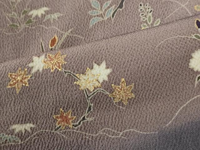 平和屋着物●訪問着 草花文 暈し染め 金彩 鬼しぼ縮緬 正絹 逸品 CABM4173yc