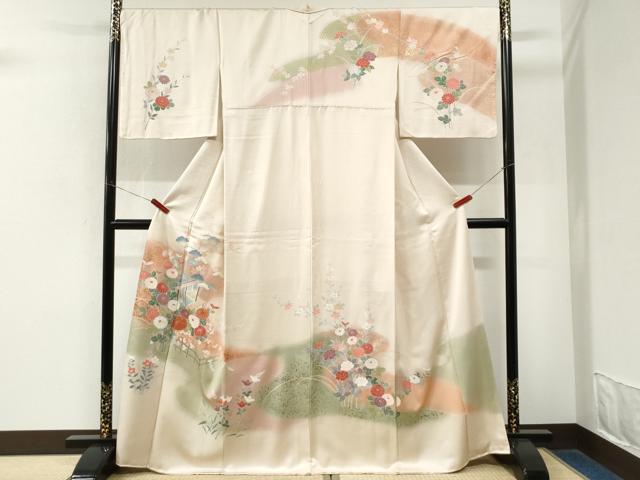 平和屋着物●訪問着 駒刺繍 風景花文 暈し染め 金彩 正絹 逸品 CABM4178yc