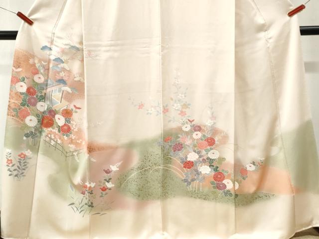 平和屋着物●訪問着 駒刺繍 風景花文 暈し染め 金彩 正絹 逸品 CABM4178yc