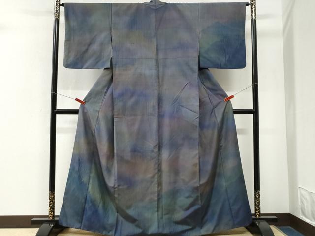 平和屋着物●訪問着 紬地 霞遠山樹林文 正絹 逸品 CABM4184yc