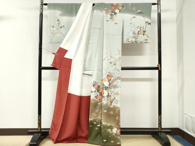 平和屋着物●訪問着 立波草花文 暈し染め 金彩 正絹 逸品 CABM4194yc