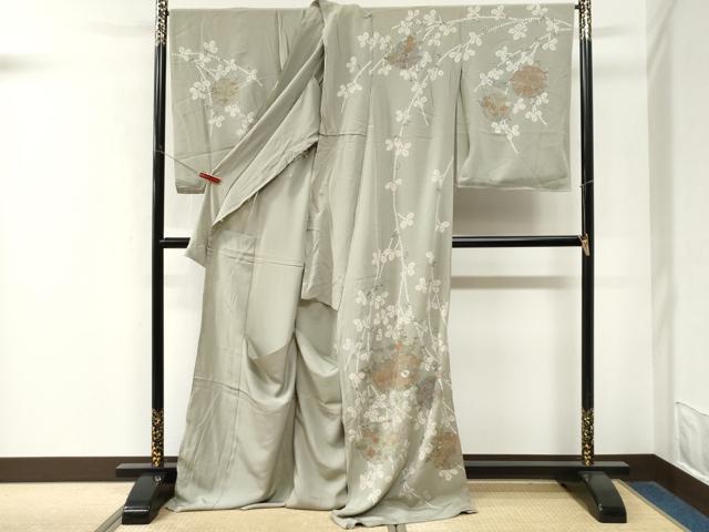 平和屋着物●中国三大刺繍 相良刺繍 訪問着 絞り 雪輪草花文 金糸 仮絵羽 正絹 逸品 未使用 CABM4196yc