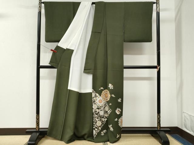 平和屋着物●色留訪問着 作家物 駒刺繍 飛鳥花唐草文 金彩 正絹 逸品 CABM4201yc