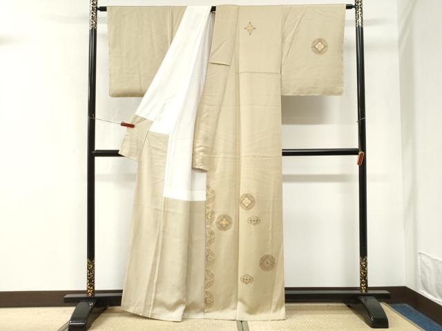 平和屋着物●訪問着 駒刺繍 黄金繭 松葉花文 金彩 正絹 逸品 未使用 CABM4209yc