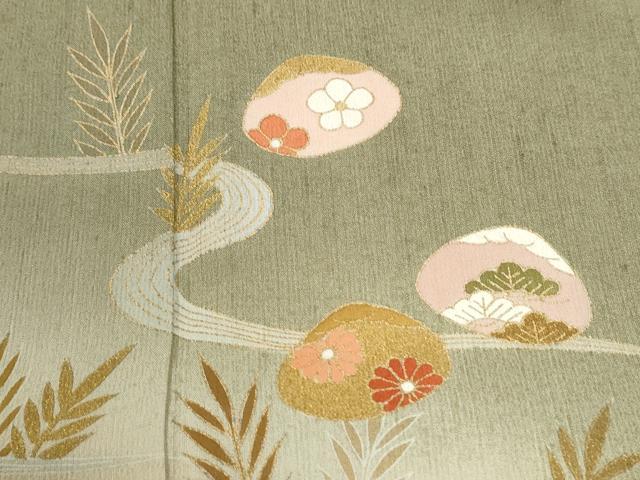 平和屋着物●訪問着 貝合わせ花文 暈し染め 金彩 ロング丈 正絹 逸品 未使用 CABM4210yc