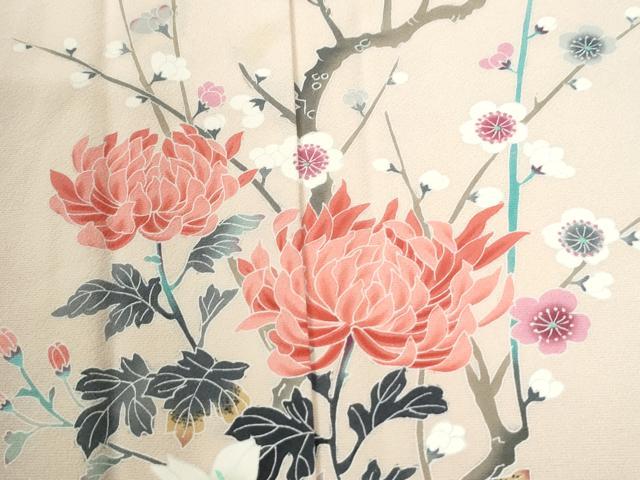 平和屋着物●訪問着 友禅 作家物 菊牡丹花文 暈し染め 正絹 逸品 CABM4221yc