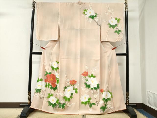 平和屋着物●訪問着 手描き 牡丹花文 暈し染め 正絹 逸品 未使用 CABM4242yc