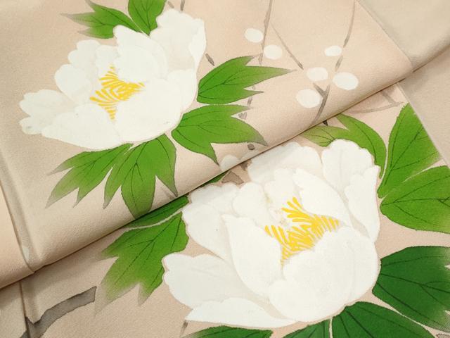 平和屋着物●訪問着 手描き 牡丹花文 暈し染め 正絹 逸品 未使用 CABM4242yc