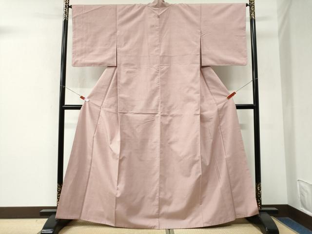 平和屋着物●結城紬 色無地 撫子色 正絹 逸品 CABM4245yc