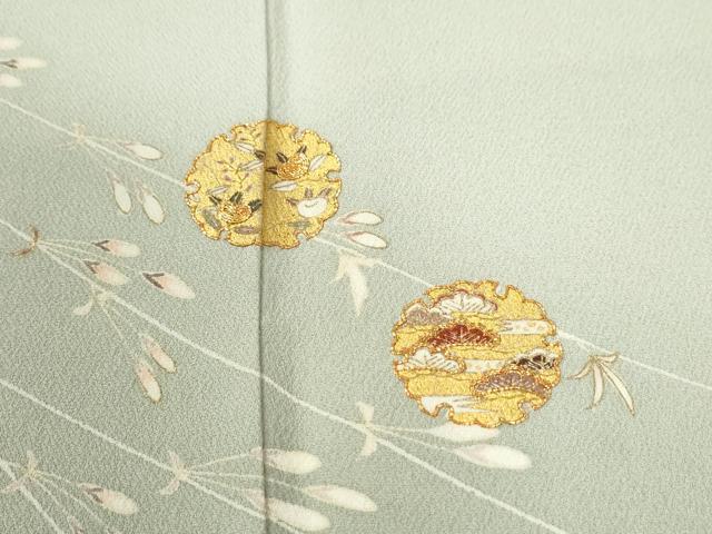 平和屋着物●訪問着 駒刺繍 雪輪松竹梅枝蕾文 暈し染め 金彩 正絹 逸品 CABM4246yc