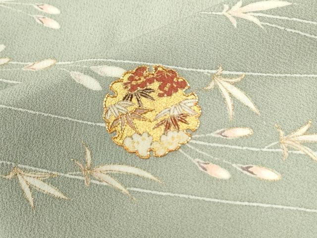 平和屋着物●訪問着 駒刺繍 雪輪松竹梅枝蕾文 暈し染め 金彩 正絹 逸品 CABM4246yc