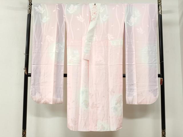 平和屋着物●長襦袢 袷 立涌舞蝶地紋 暈し染め さが美扱い 半衿刺繍 正絹 逸品 CABM4257yc