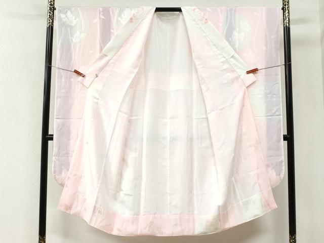 平和屋着物●長襦袢 袷 立涌舞蝶地紋 暈し染め さが美扱い 半衿刺繍 正絹 逸品 CABM4257yc