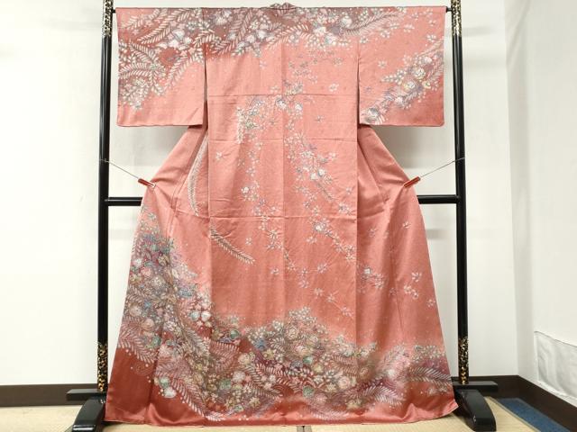 平和屋着物●訪問着 辻が花 絞り 暈し染め ロング丈 正絹 逸品 未使用 CABM4263yc