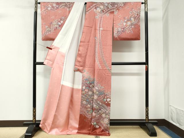 平和屋着物●訪問着 辻が花 絞り 暈し染め ロング丈 正絹 逸品 未使用 CABM4263yc