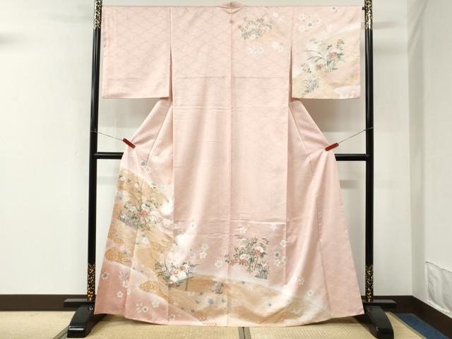 平和屋着物●洗える最高級着物 <英>はなぶさ謹製 訪問着 流水草花文 暈し染め 金彩 CABM4264yc