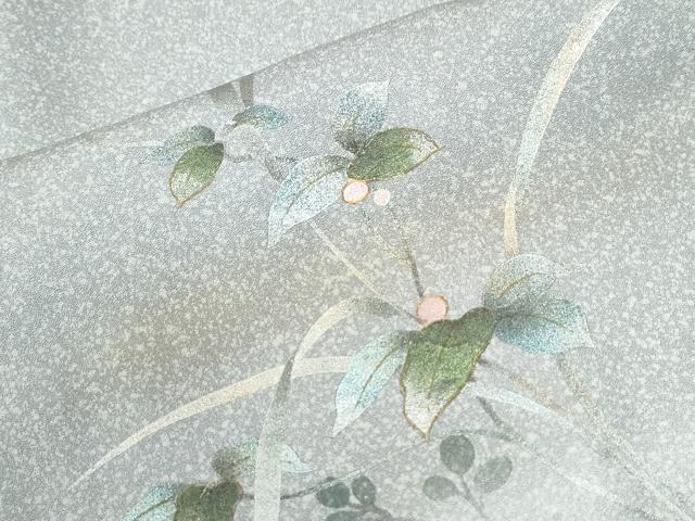 平和屋着物●訪問着 螺鈿 南天草花文 暈し染め 金彩 正絹 逸品 CABM4274yc