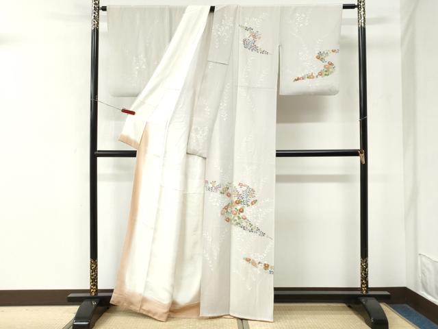 平和屋着物●訪問着 草花文 金彩 鬼しぼ縮緬 正絹 逸品 CABM4279yc