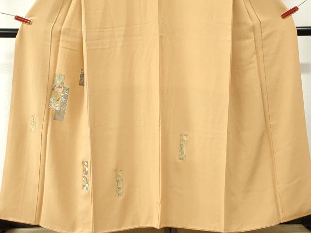 平和屋着物●訪問着 総刺繍 短冊浜松枝花文 金糸 正絹 逸品 CABM4286yc