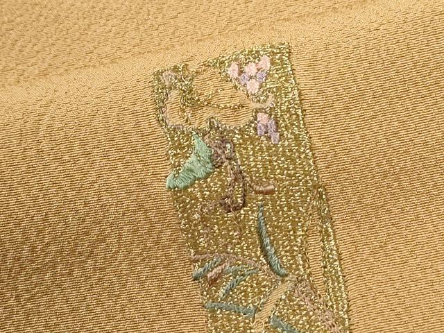 平和屋着物●訪問着 総刺繍 短冊浜松枝花文 金糸 正絹 逸品 CABM4286yc
