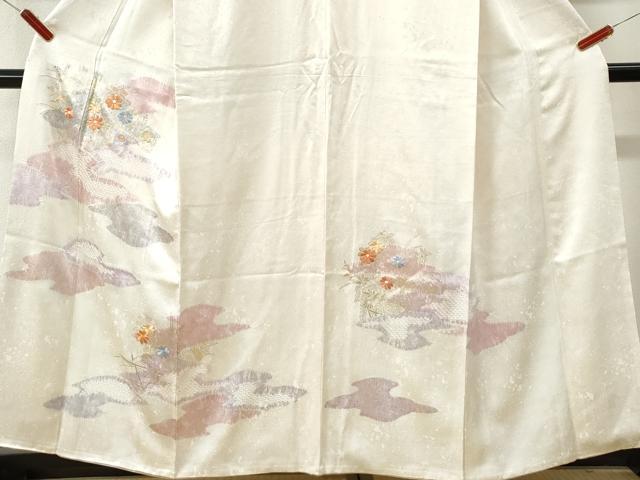 平和屋着物●創業460年・千總 訪問着 駒刺繍 絞り 霞草花文 金彩 正絹 逸品 CABM4292yc