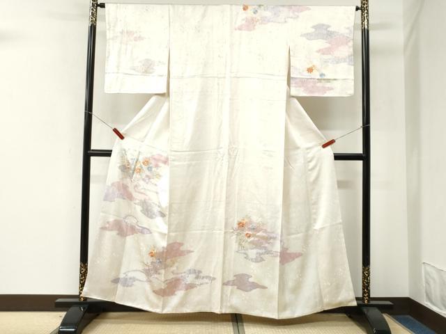 平和屋着物●創業460年・千總 訪問着 駒刺繍 絞り 霞草花文 金彩 正絹 逸品 CABM4292yc