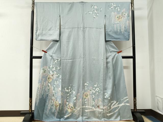 平和屋着物●訪問着 雪輪鬘帯枝垂れ草花文 暈し染め 金彩 正絹 逸品 CABM4309yc