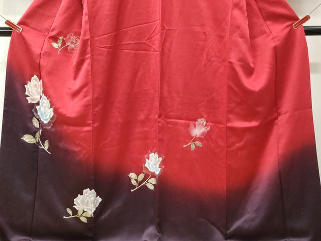 平和屋着物●訪問着 薔薇 暈し染め 金通し地 正絹 逸品 CABM4314yc
