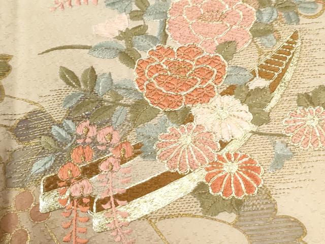 平和屋着物●訪問着 作家物 駒刺繍 竜田川舟花文 金彩 ロング丈 正絹 逸品 CABM4319yc