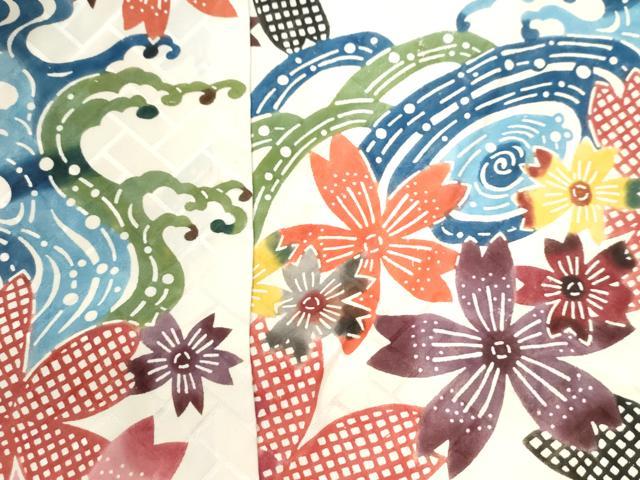 平和屋着物●本場琉球紅型 振袖 立波舞桜文 正絹 逸品 CABM4327yc