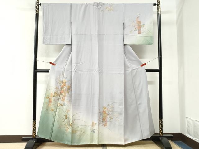 平和屋着物●訪問着 短冊花唐草文 暈し染め 金彩 正絹 逸品 CABM4349yc